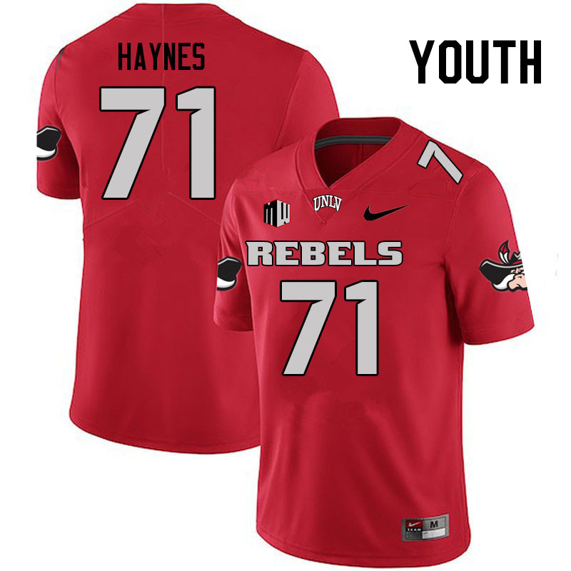 Youth #71 Ed Haynes UNLV Rebels College Football Jerseys Stitched Sale-Scarlet